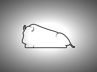 Bison Silhouette on White Background. Isolated Vector Animal