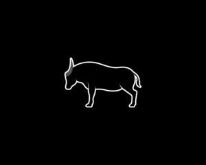 Buffalo Silhouette on Black Background. Isolated Vector Animal Template for Logo Company, Icon, Symbol etc