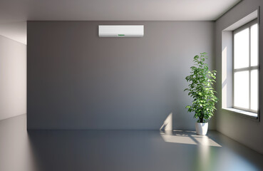 large luxury modern bright interiors with air conditioning illustration 3D rendering
