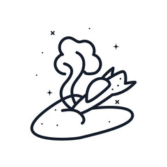 Rocket starry line style icon vector design