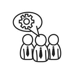 Businessmen avatars with gear bubble line style icon vector design