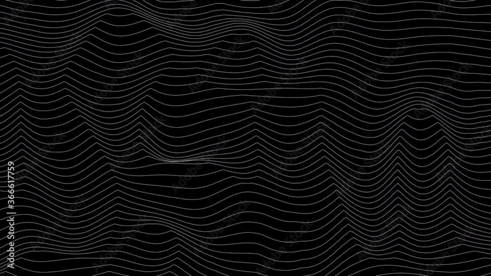 Poster trendy ultra thin striped loop animation with wave distortion lines. abstract noise landscape. proce