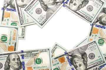 Money isolated on white. American money. Washington American cash, usd background.
