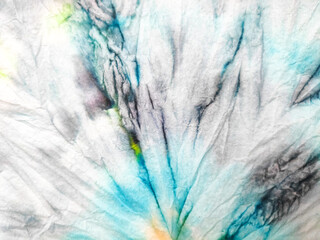 Tie Dyeing. Tie Watercolour Patchwork Design. Rainbow Stain Dots Textile. Background Tie Dyeing. Color Organic Kaleidoscope Cloth. Dye Space.