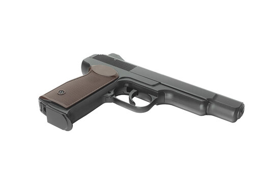 Pneumatic pistol isolated on white background. 