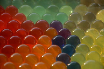 Multi-colored hydrogel balls for playing