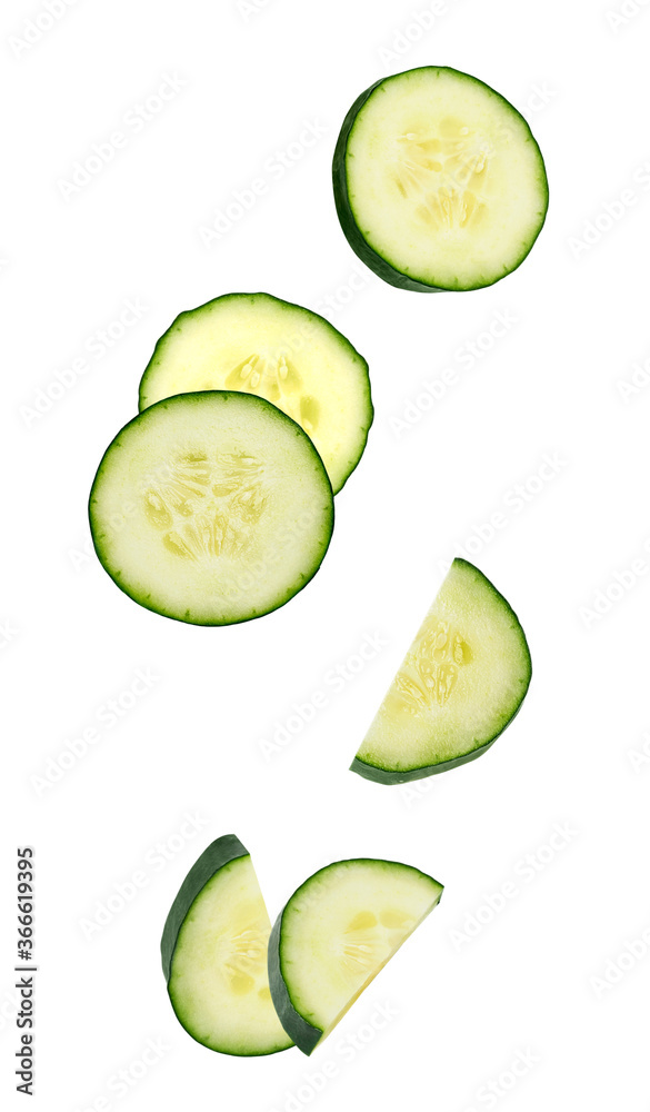 Wall mural falling vegetables isolated on white background with clipping path