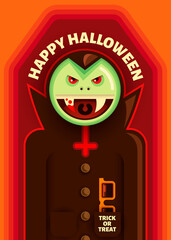 Happy Halloween with comic style vampire. Vector illustration.