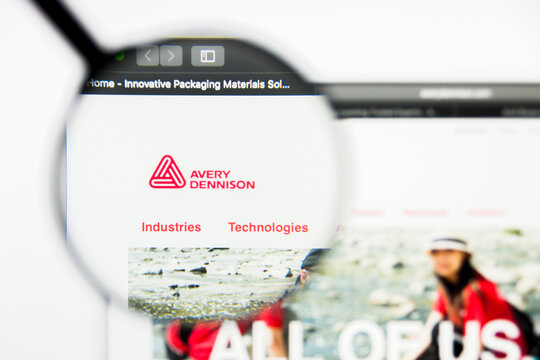 Richmond, Virginia, USA - 9 May 2019: Illustrative Editorial of Avery Dennison Corporation website homepage. Avery Dennison Corporation logo visible on display screen.