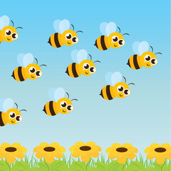 Cute bees cartoon