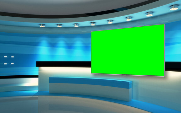 Studio The perfect backdrop for any green screen or chroma key video production, and design. 3d rendering