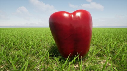 Red pepper. Eating out in nature. Sweet delight in the mouth.