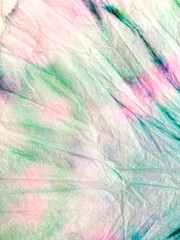 Shibori Watercolor. Dyed Closeup Japanese Textile. Rainbow Silk Ombre Fabric. Background Shibori Watercolor. Peace Fashion Abstract Element. Tye Silk.