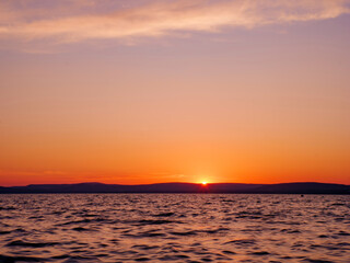 View on the Balaton Lake during sunset