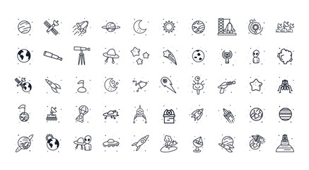 Space line style icon set vector design