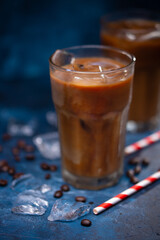 Cold drink, iced milk coffee, summer cool