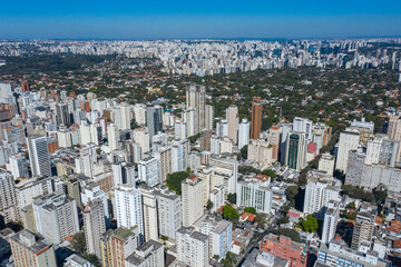 Fototapeta premium Aerial view of Sao Paulo, Brazil. Important avenue. Avenue Rebouças.