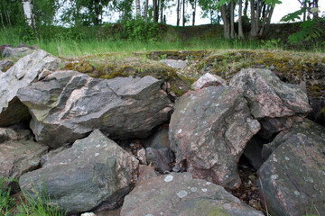 Beautiful Stones and Rocks in Helsinki Park, Finland