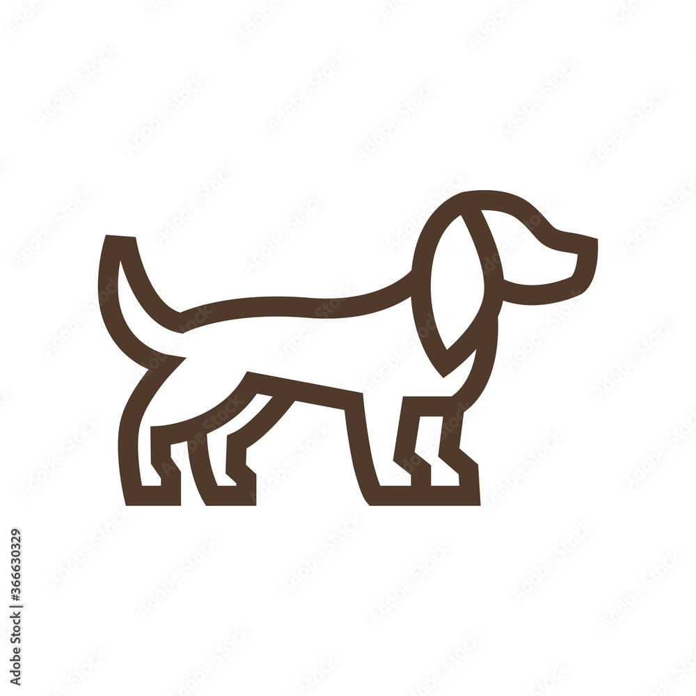 Poster simple linear icon with dachshund dog