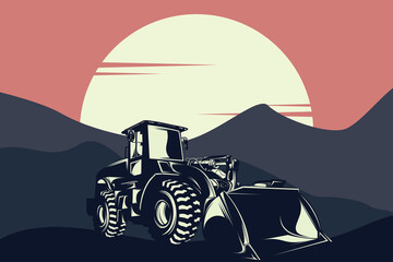 illustration of bulldozer graphic design on a construction © ann_21