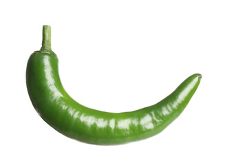 Green hot chili pepper isolated on white