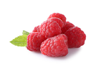 Delicious sweet ripe raspberries isolated on white