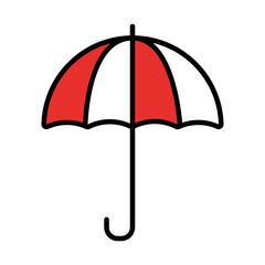 umbrella icon image, half line half color style