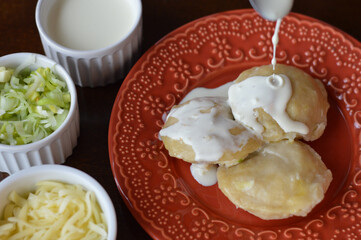 assembly of vareniki a Jewish dish