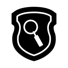 shield with magnifying glass icon, silhouette style