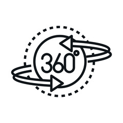 360 degree view virtual tour panorama linear style icon design