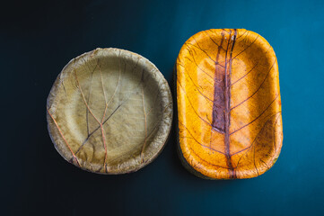 Eco environmentally friendly leaf plates from natural sustainable leaves, eco-friendly product for environment