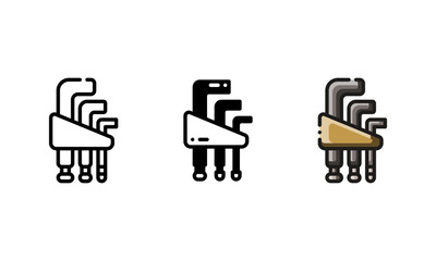 Allen Wrench icon. With outline, glyph, and filled outline style