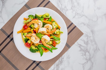 Stir fried mixed vegetables with shrimp