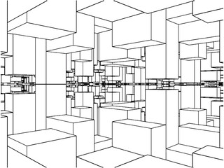 Abstract Urban City Of The Cube Vector. Illustration Isolated On White Background. A Vector Illustration Of Cube Box City Background.