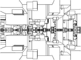 Abstract Urban City Of The Cube Vector. Illustration Isolated On White Background. A Vector Illustration Of Cube Box City Background.