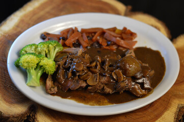 beef stew with rice and vegetables
