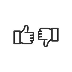 Thumbs up and thumbs down icon, vector illustration. Flat design style