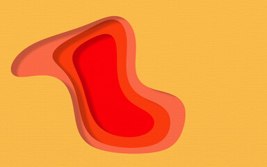 Abstract red orange and yellow paper cut shapes gradient background.paper art style textured with wavy layers 3D render.for background wallpaper and Business template.