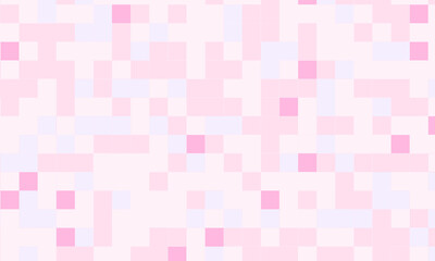 Abstract square pixel mosaic pink background geometric seamless pattern in pastel colors. 8 bit
