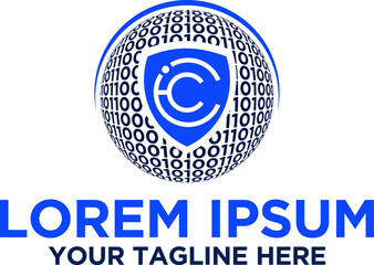 Obraz premium Global Cyber Security Logo