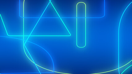 Abstract dark blue green and purple neon light gradient background.3d render illustration.