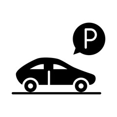 parked car, parking transport silhouette style icon design
