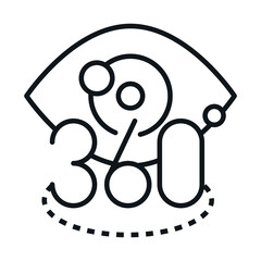 360 degree view virtual reality tour linear style icon design