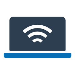 Laptop wifi connection icon.