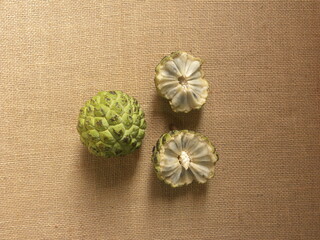 Green color ripe Sugar apple or Custard apple fruits