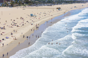 Aerial view on Santa Monica beach 