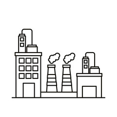 industry factory buildings and chimneys line style icons