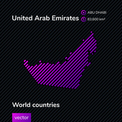 Vector map of United Arab Emirates in violet and black colors