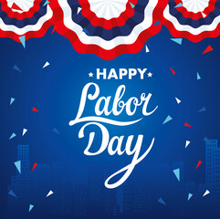 happy labor day holiday banner with decoration