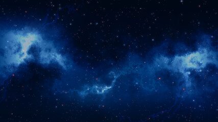 Abstract Dark Blue Nebula Clouds Starry Night Sky Of The Space